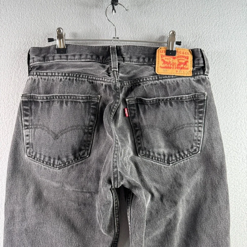 Levis Jeans Mens 33x34 (Fits 31x31) Faded Black 505 Straight Leg Cotton Classic